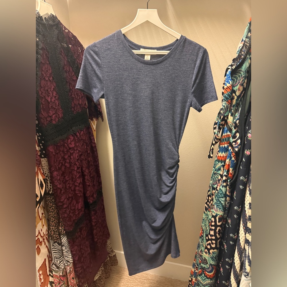 Treasure & Bond Blue Short Sleeve Midi Dress